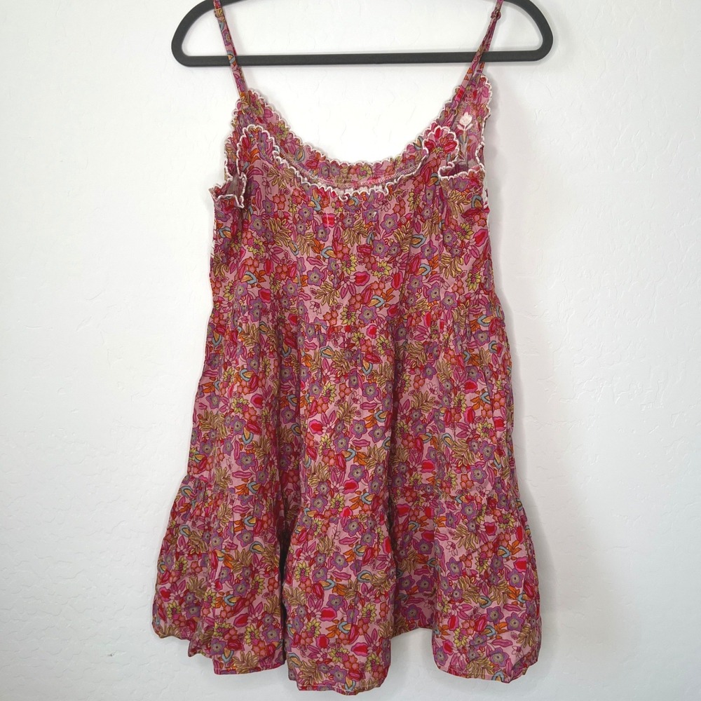 Natural Life Mini Dress Women XS Pink Floral Embroidered Tiered - Picture 2 of 7